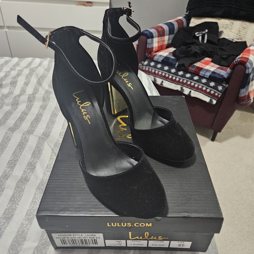 Black Velvet Heels